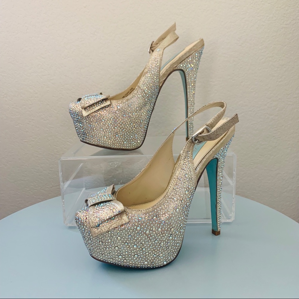 Blue by Betsey Johnson Bridal Formal Studded Shoes